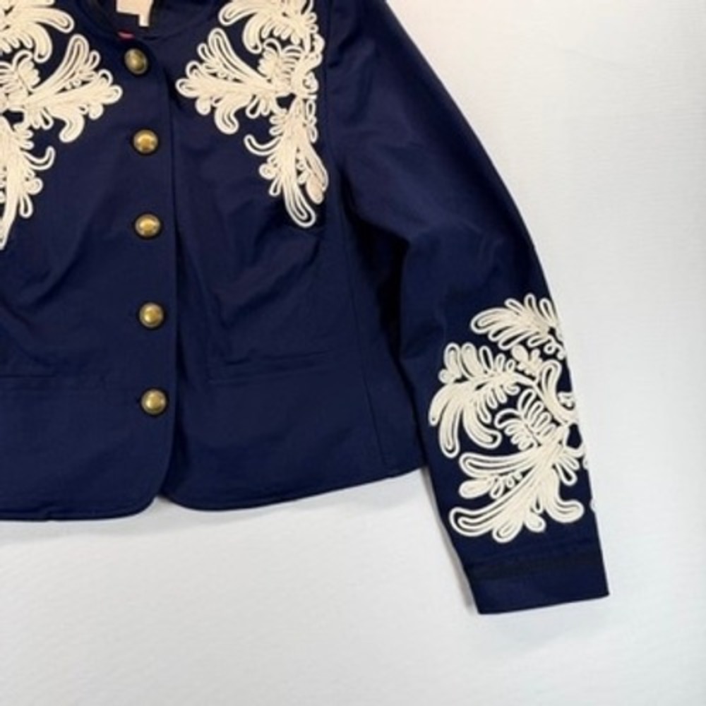Boden Warwick Embroidered Military Jacket Navy Ivory US 10 - Picture 15 of 16